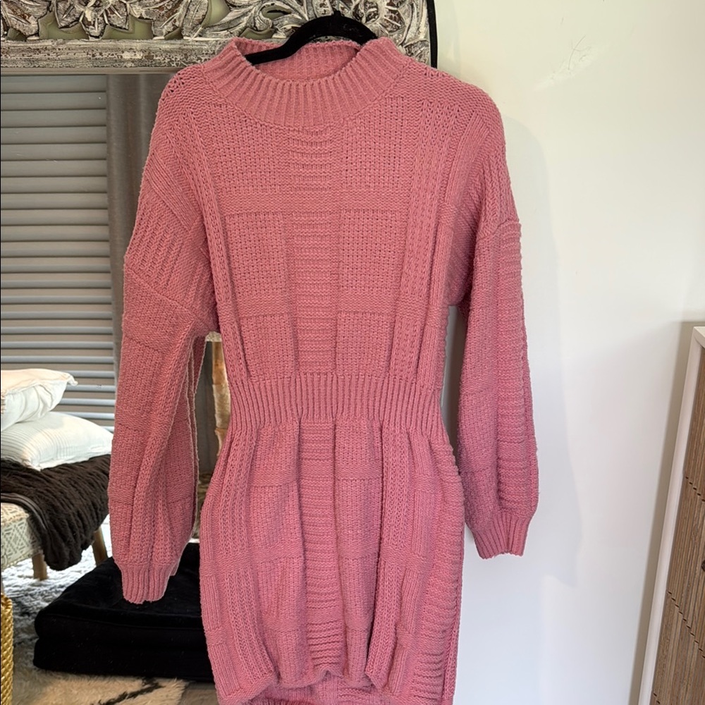 Pink Knit Sweater Dress from Lulus